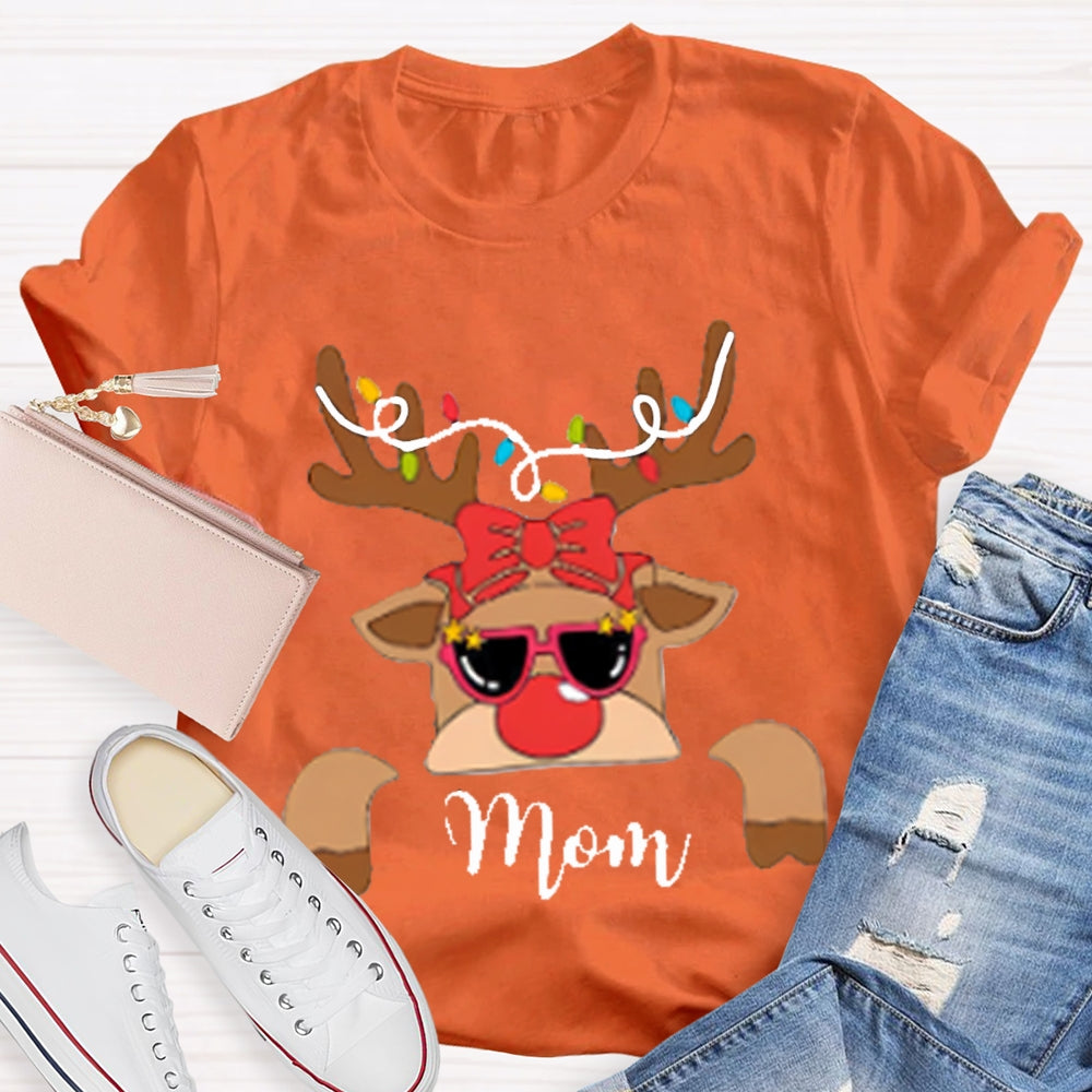 Personalized Name And Design Christmas Elk And Bow Christmas T-shirt