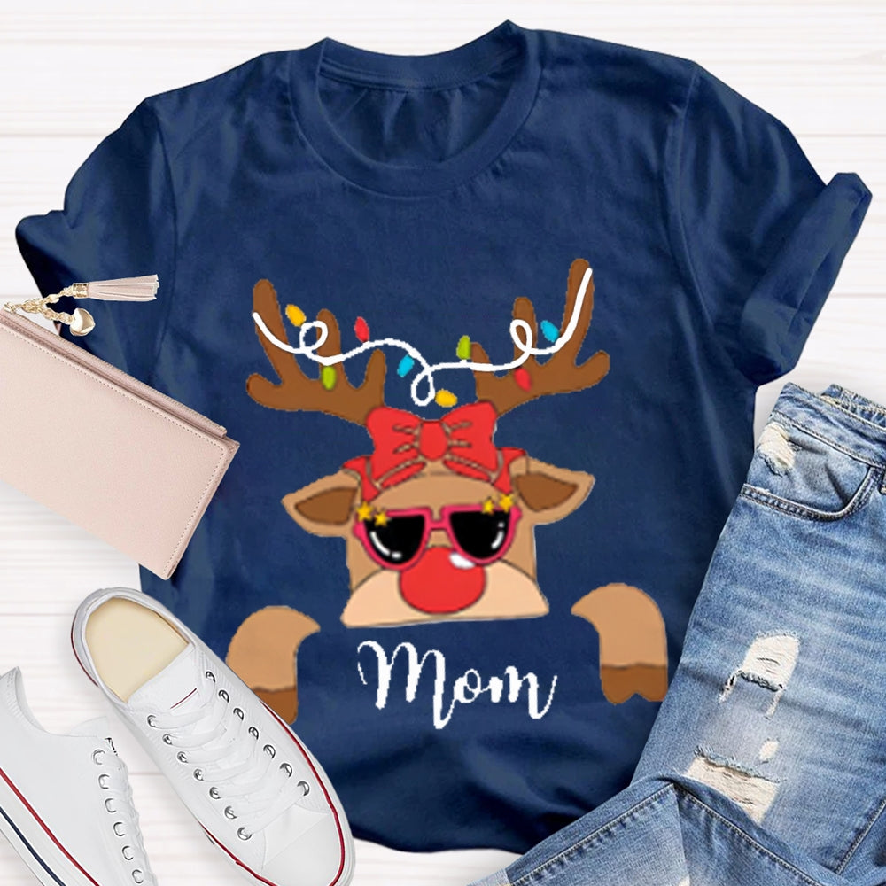 Personalized Name And Design Christmas Elk And Bow Christmas T-shirt