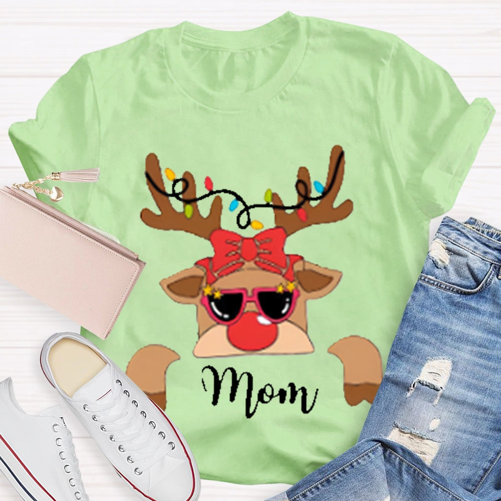 Personalized Name And Design Christmas Elk And Bow Christmas T-shirt
