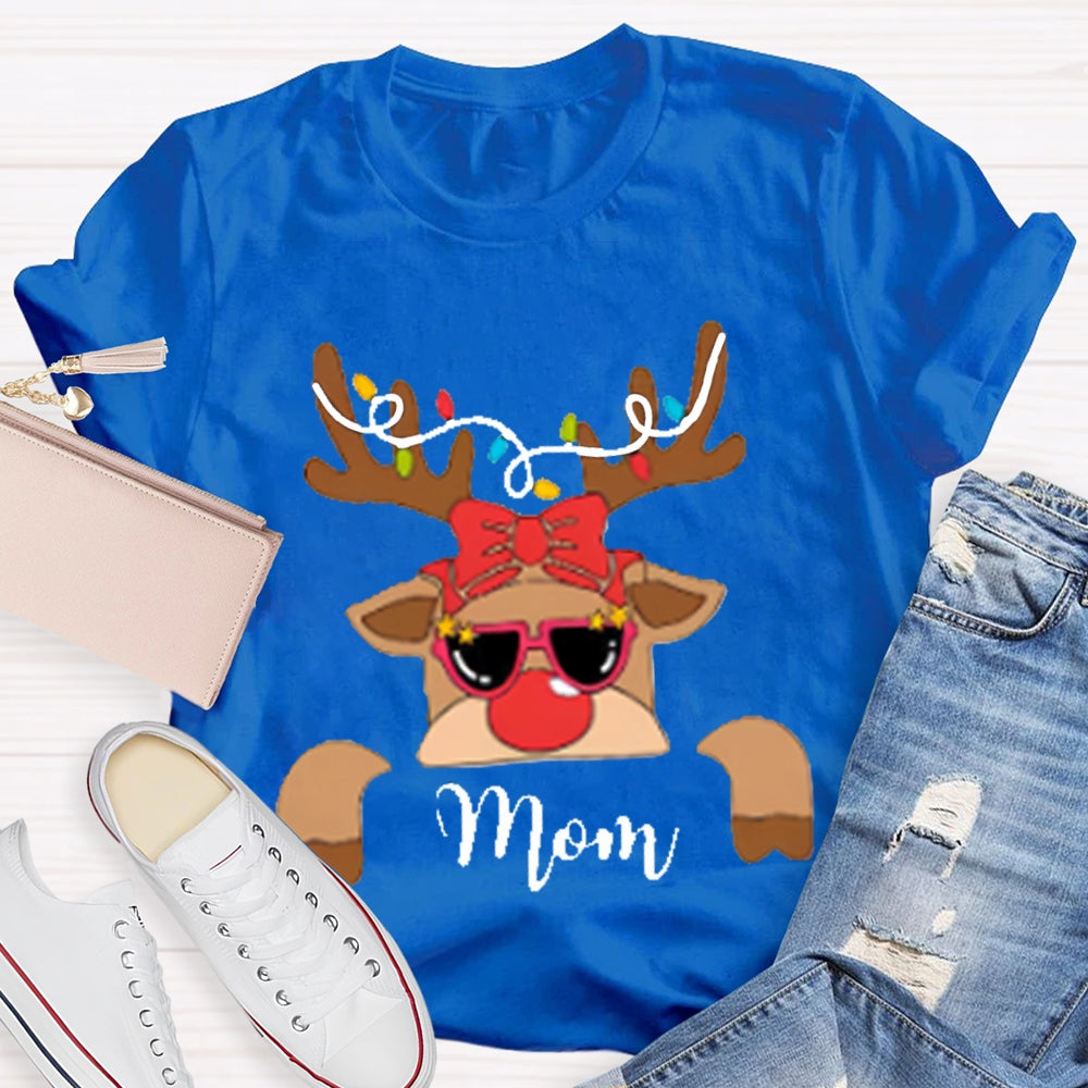 Personalized Name And Design Christmas Elk And Bow Christmas T-shirt