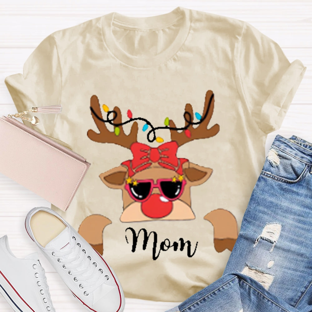 Personalized Name And Design Christmas Elk And Bow Christmas T-shirt