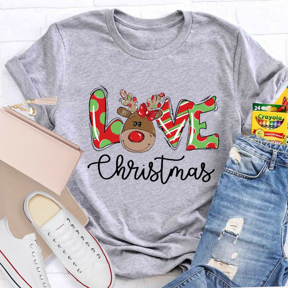 Love Christmas Polka Dot Letters T-Shirt