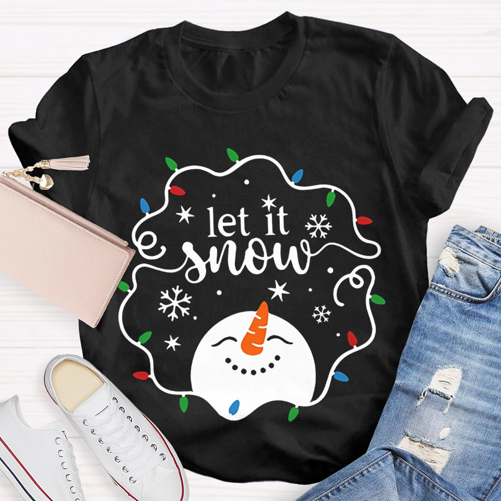 Let It Snow Christmas Lights Snowflakes And Snowmen T-shirt