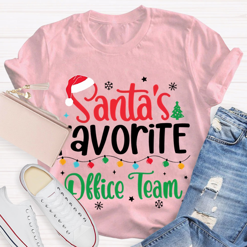 Santa'S Favorite Office Team Christmas Lights And Snowflakes T-shirt