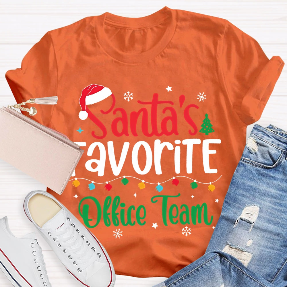 Santa'S Favorite Office Team Christmas Lights And Snowflakes T-shirt