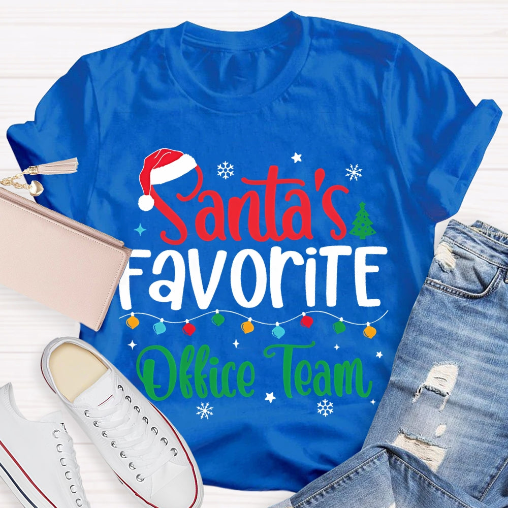 Santa'S Favorite Office Team Christmas Lights And Snowflakes T-shirt