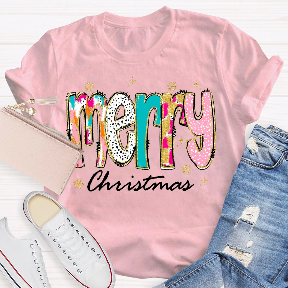 Merry Christmas Color And Gradient Fonts T-shirt