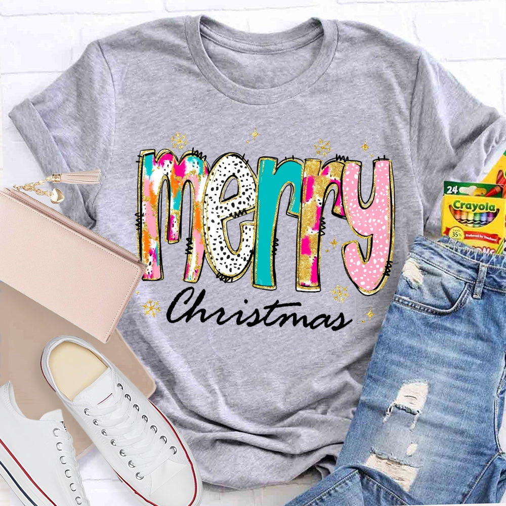 Merry Christmas Color And Gradient Fonts T-shirt