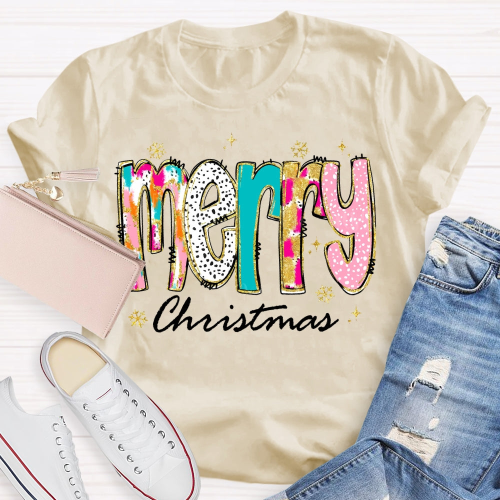 Merry Christmas Color And Gradient Fonts T-shirt