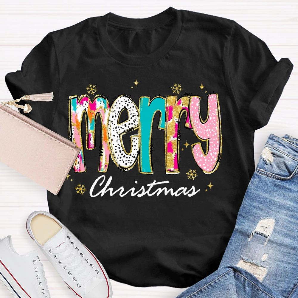 Merry Christmas Color And Gradient Fonts T-shirt