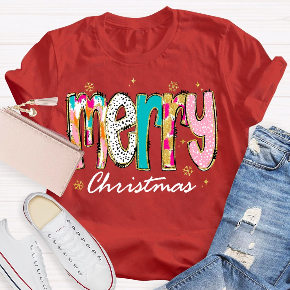 Merry Christmas Color And Gradient Fonts T-shirt
