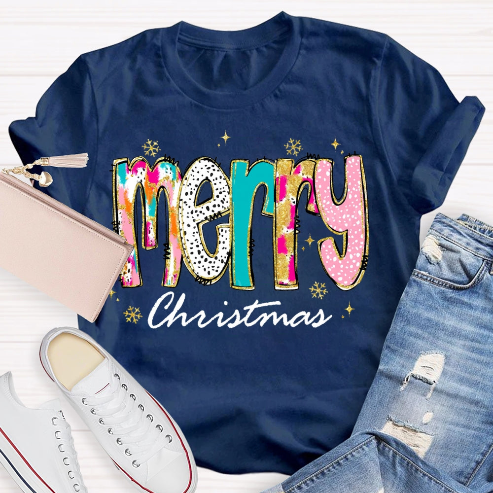 Merry Christmas Color And Gradient Fonts T-shirt