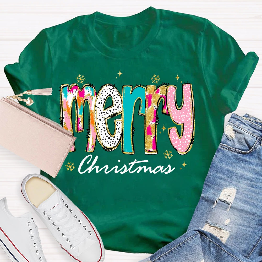 Merry Christmas Color And Gradient Fonts T-shirt