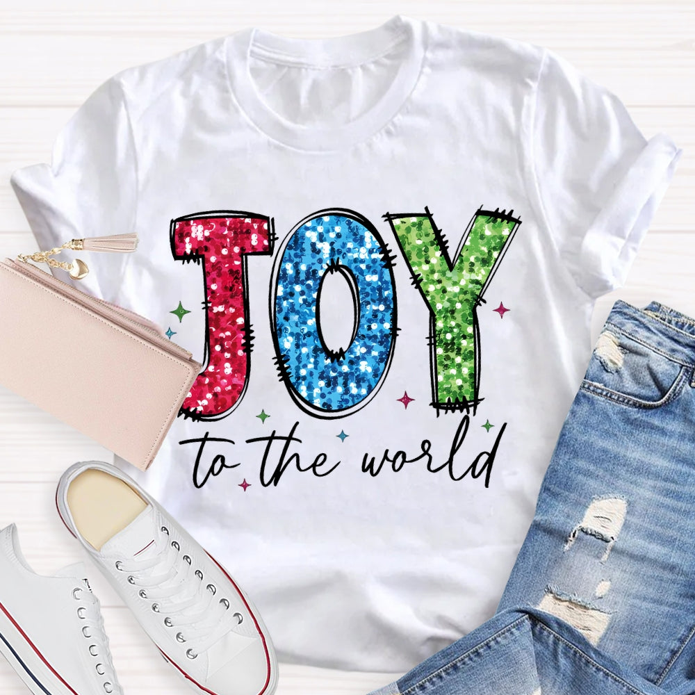 Joy To The World Colorful Font Christmas T-shirt