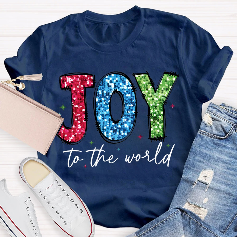 Joy To The World Colorful Font Christmas T-shirt