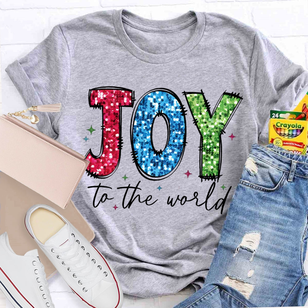 Joy To The World Colorful Font Christmas T-shirt