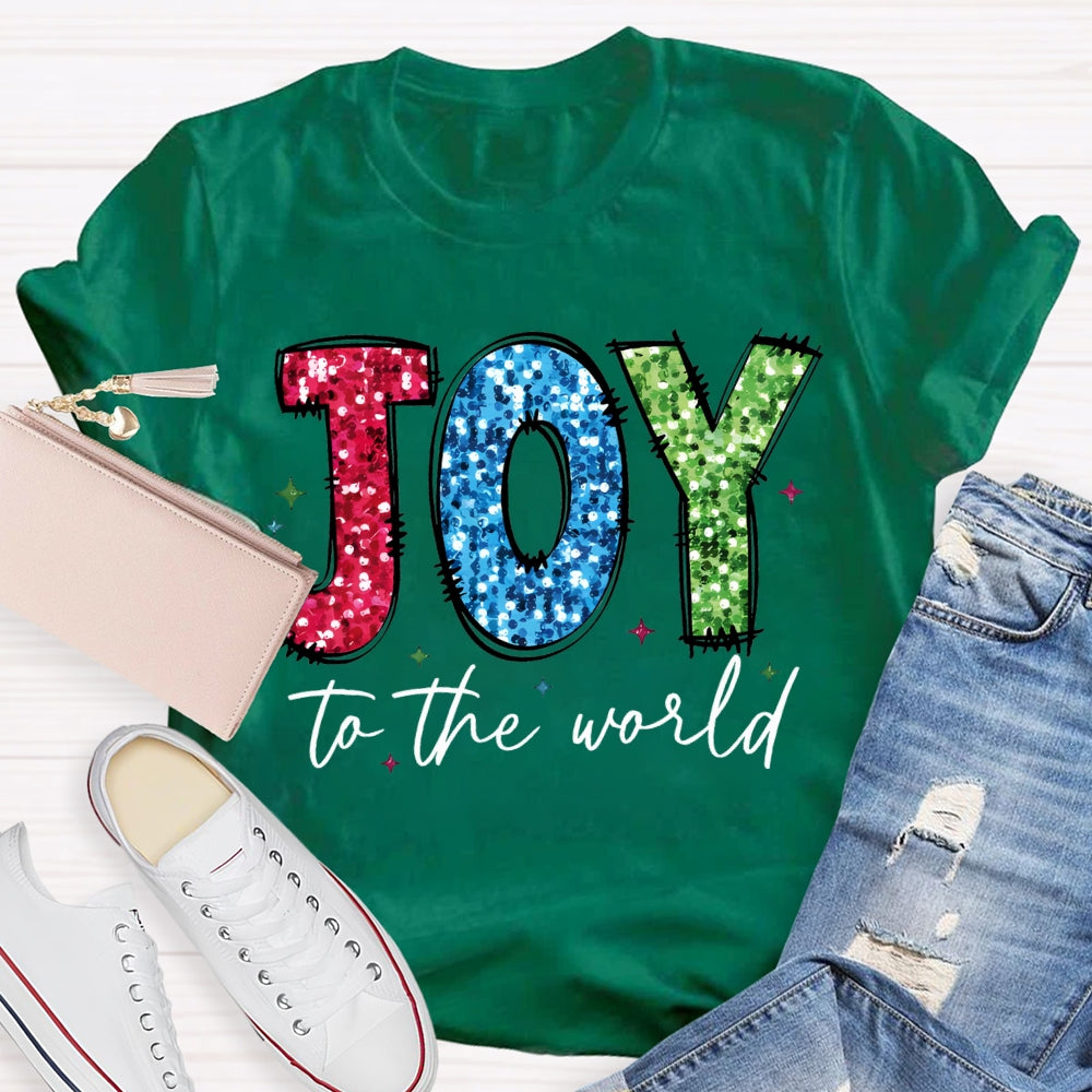 Joy To The World Colorful Font Christmas T-shirt
