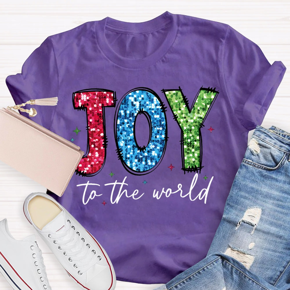 Joy To The World Colorful Font Christmas T-shirt