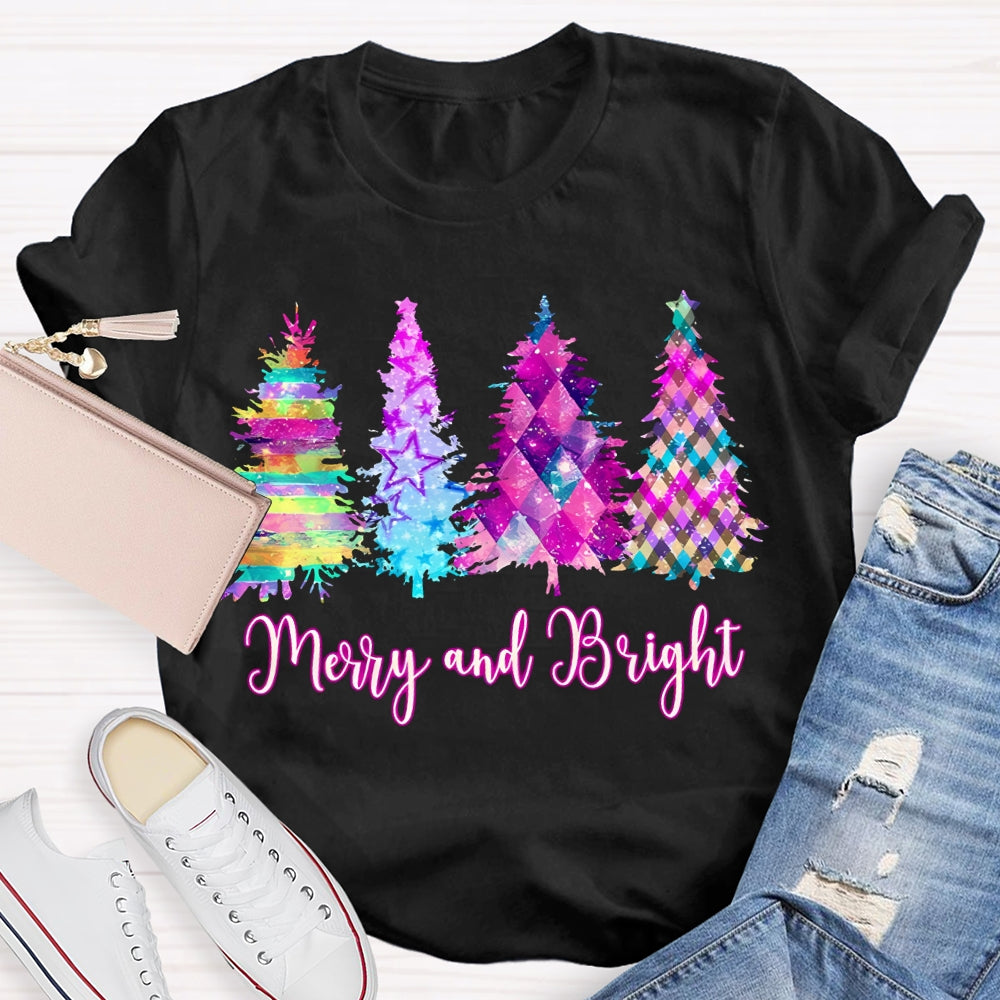 Merry And Bright Colorful Tie-Dye Christmas Tree T-shirt