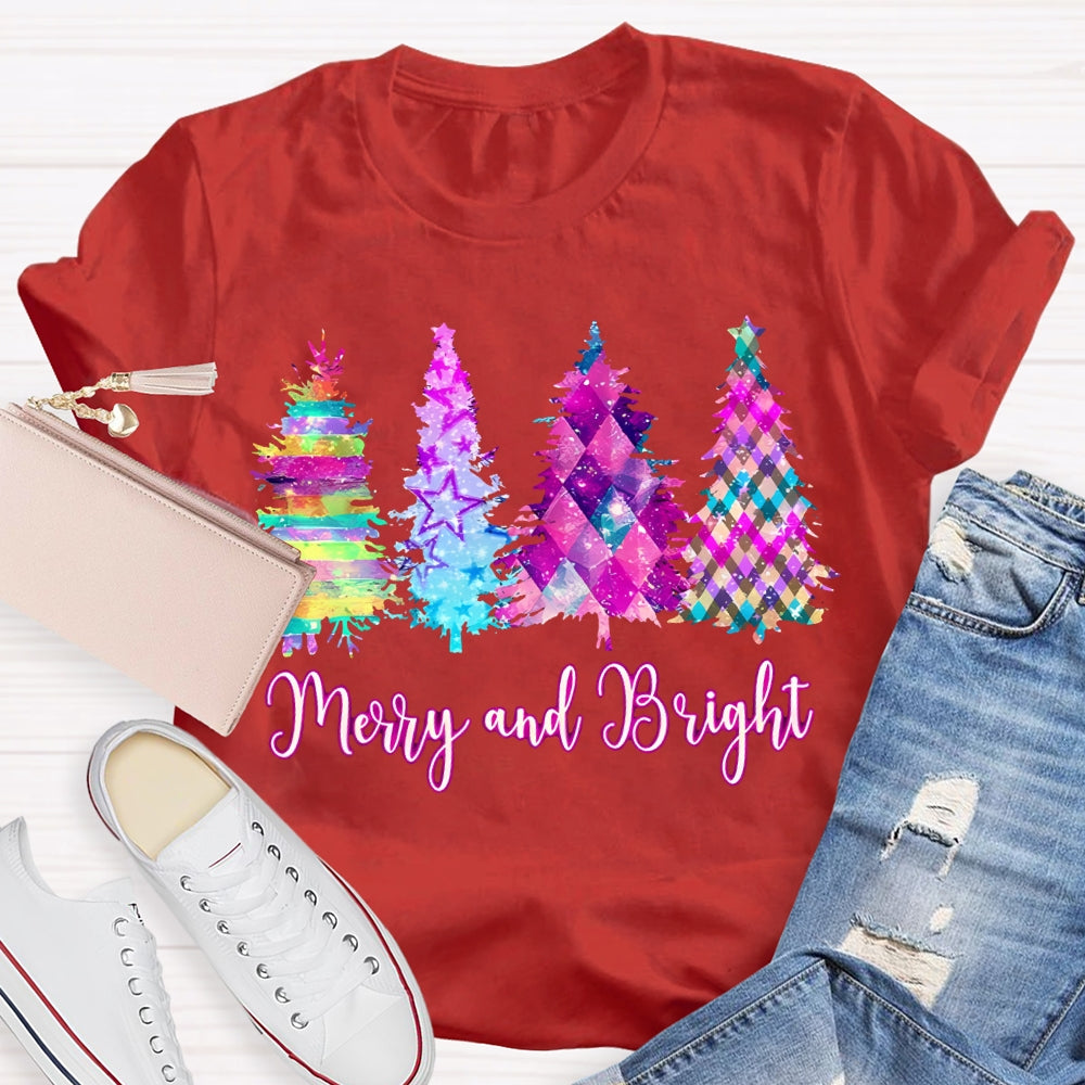 Merry And Bright Colorful Tie-Dye Christmas Tree T-shirt