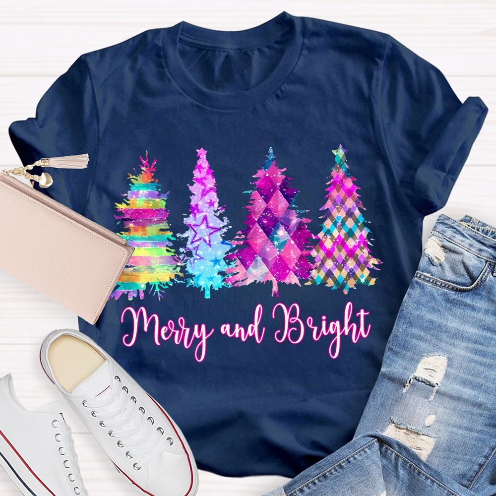 Merry And Bright Colorful Tie-Dye Christmas Tree T-shirt