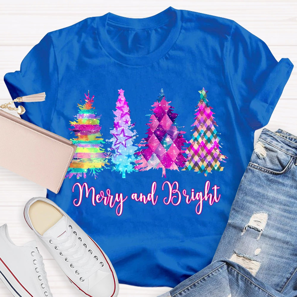 Merry And Bright Colorful Tie-Dye Christmas Tree T-shirt