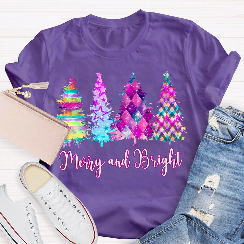 Merry And Bright Colorful Tie-Dye Christmas Tree T-shirt