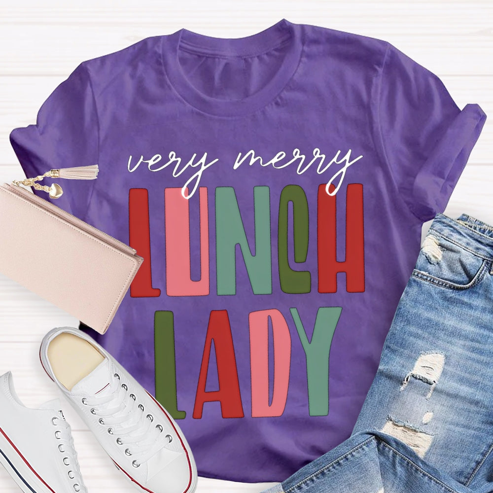 Very Merry Lunch Lady Christmas Vibes T-shirt