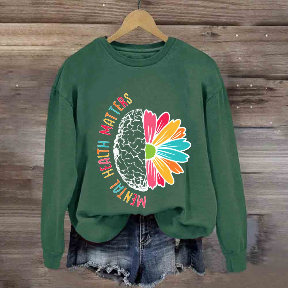 Mental Health Matters Floral Brain Sweatshirt