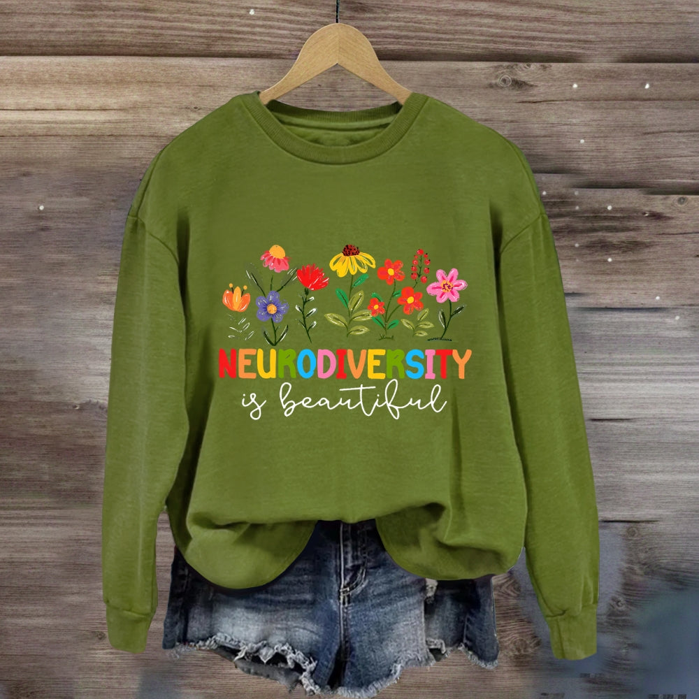 Neurodiversity Is Beautiful Floral Sweatshirt
