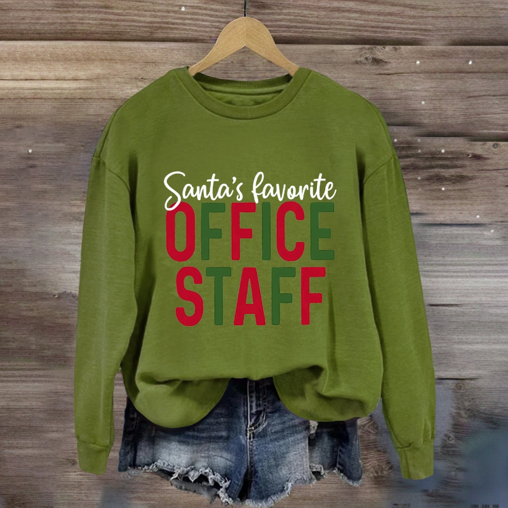 Santa's Favorite Office Staff Colorful Letter Sweatshirt