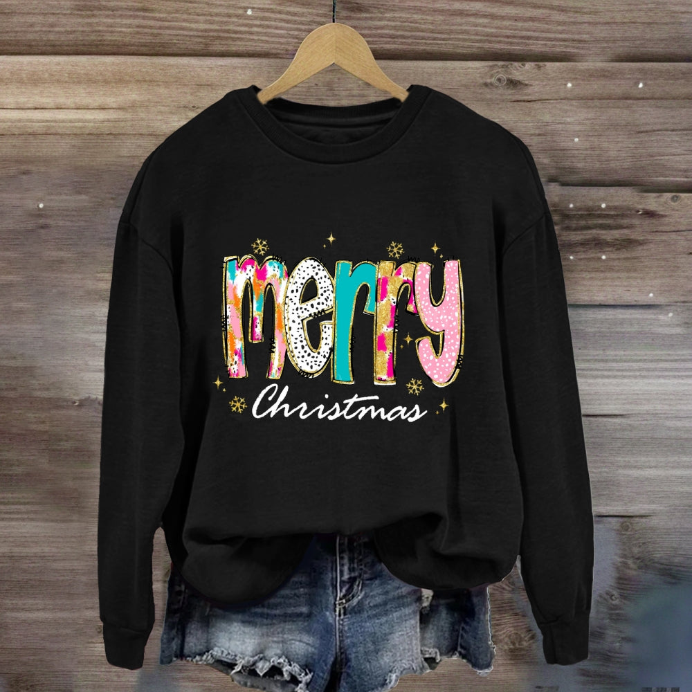 Merry Christmas Color And Gradient Front Sweatshirt