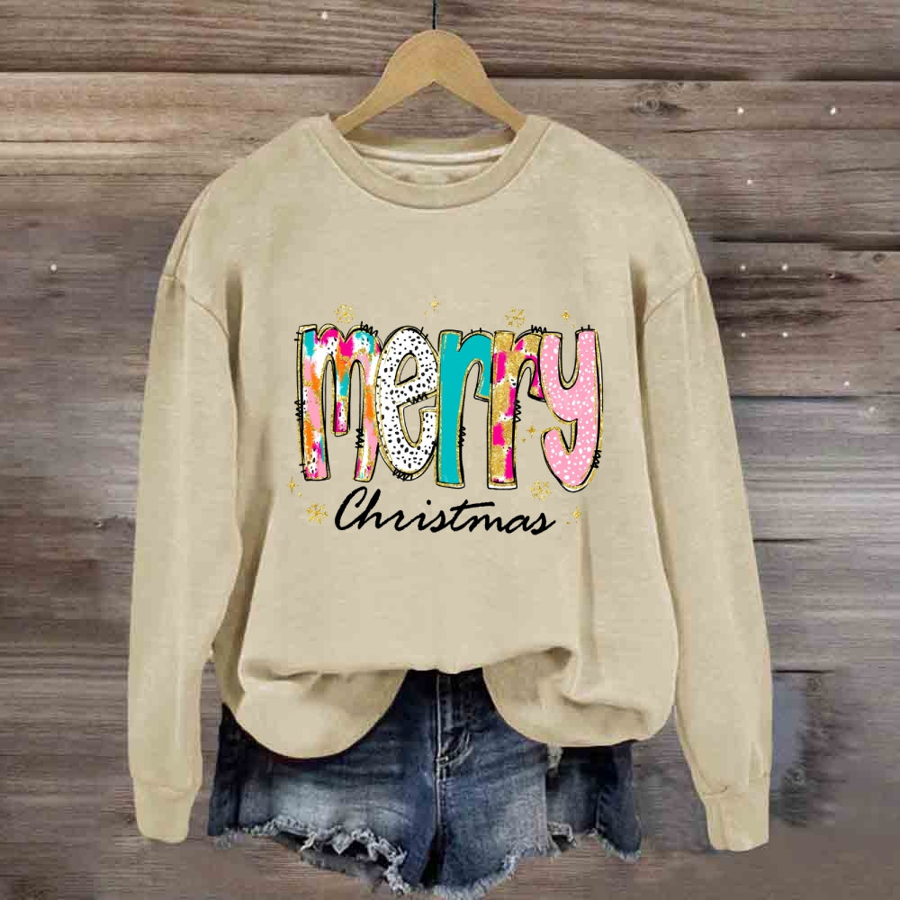 Merry Christmas Color And Gradient Front Sweatshirt