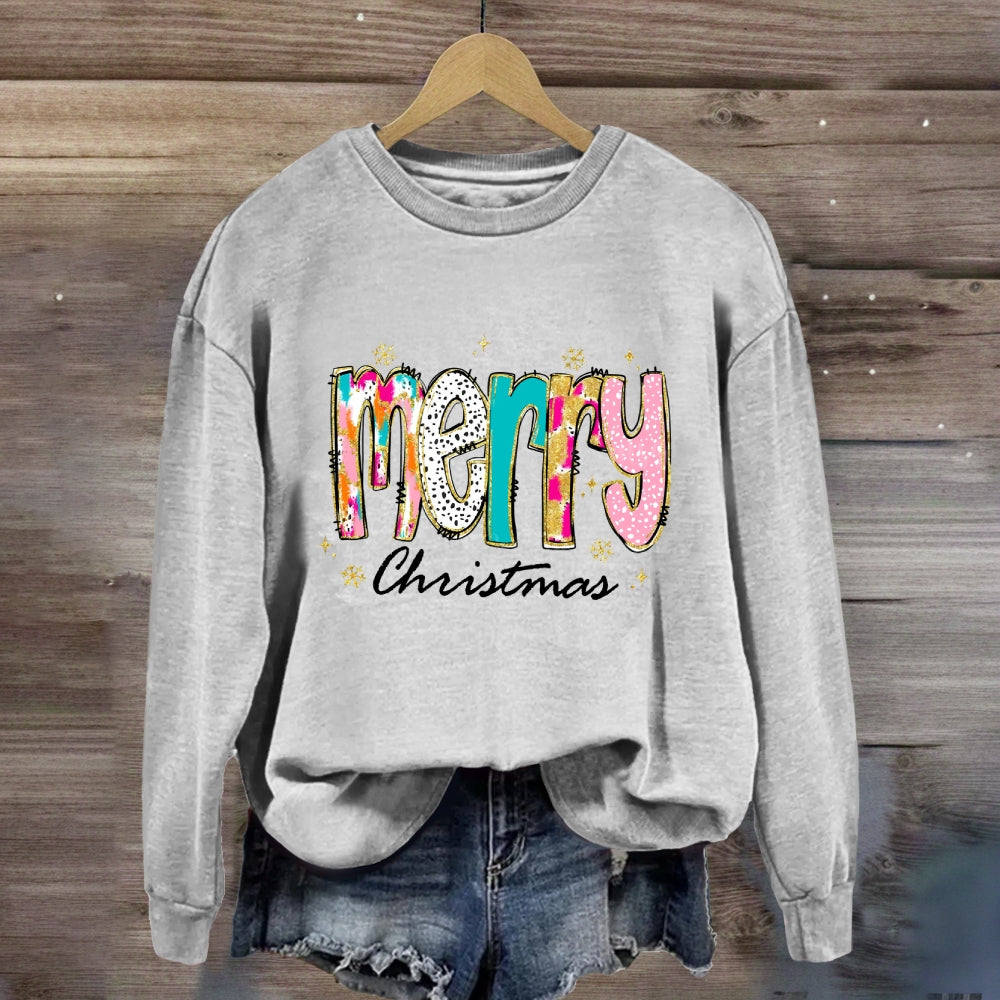 Merry Christmas Color And Gradient Front Sweatshirt