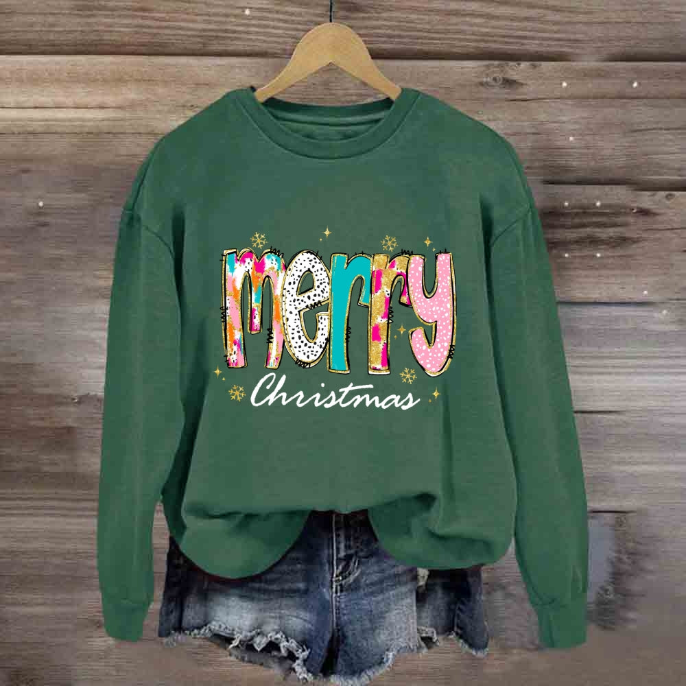 Merry Christmas Color And Gradient Front Sweatshirt