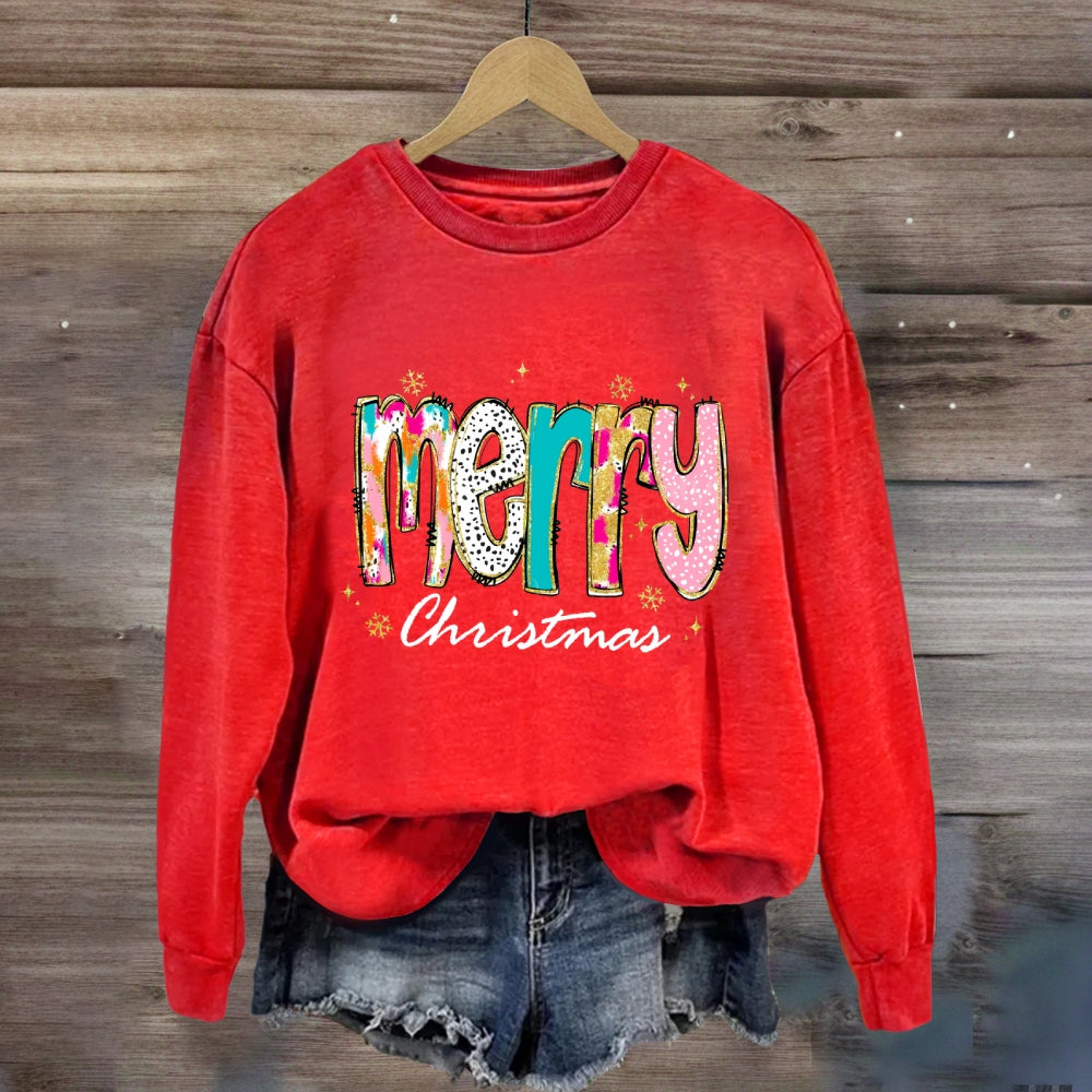 Merry Christmas Color And Gradient Front Sweatshirt