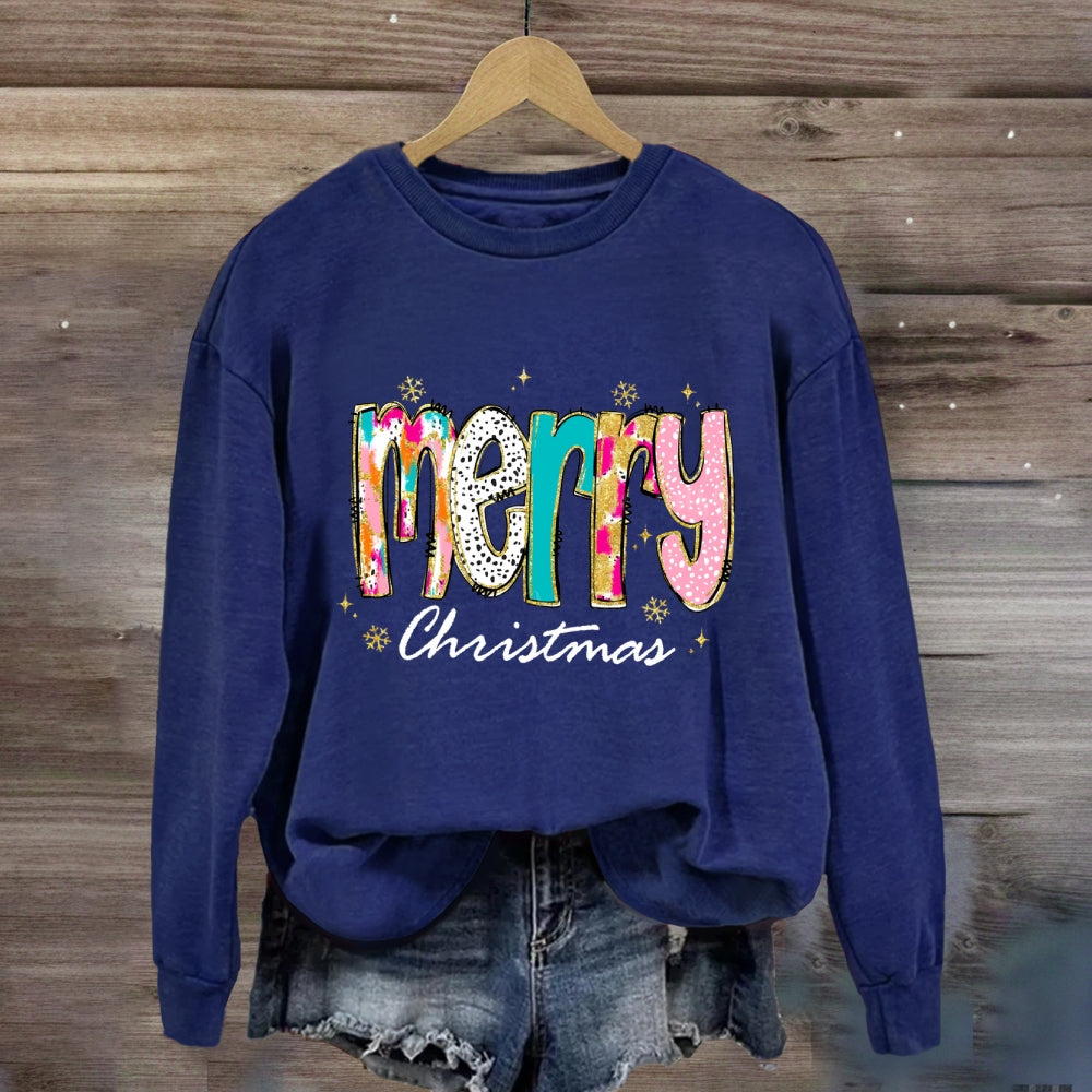 Merry Christmas Color And Gradient Front Sweatshirt