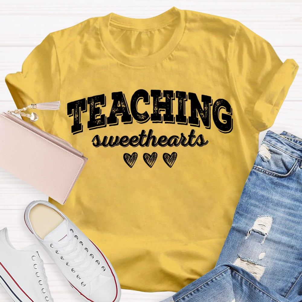 Teaching Sweethearts Solid Color Font And Small Heart T-shirt