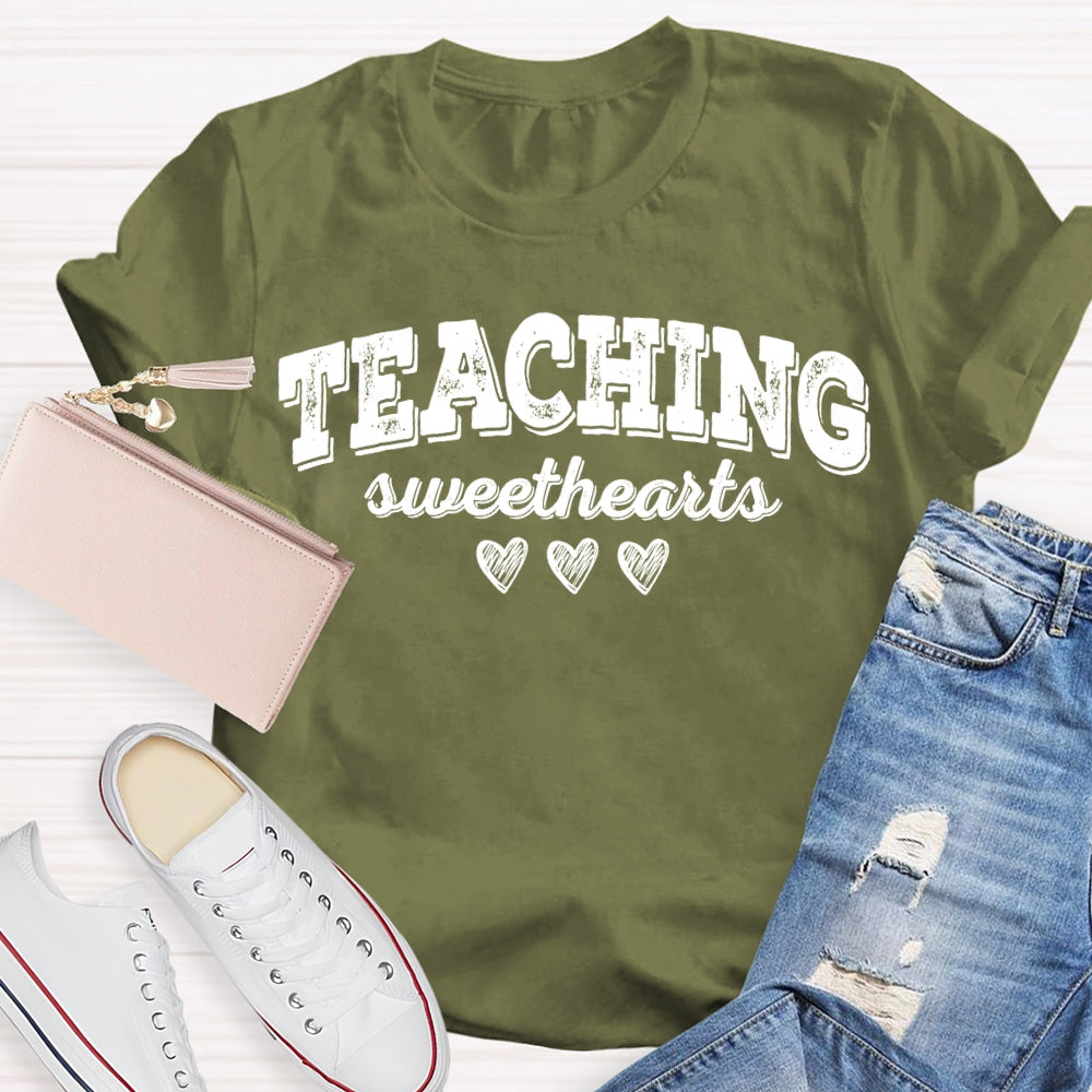 Teaching Sweethearts Solid Color Font And Small Heart T-shirt