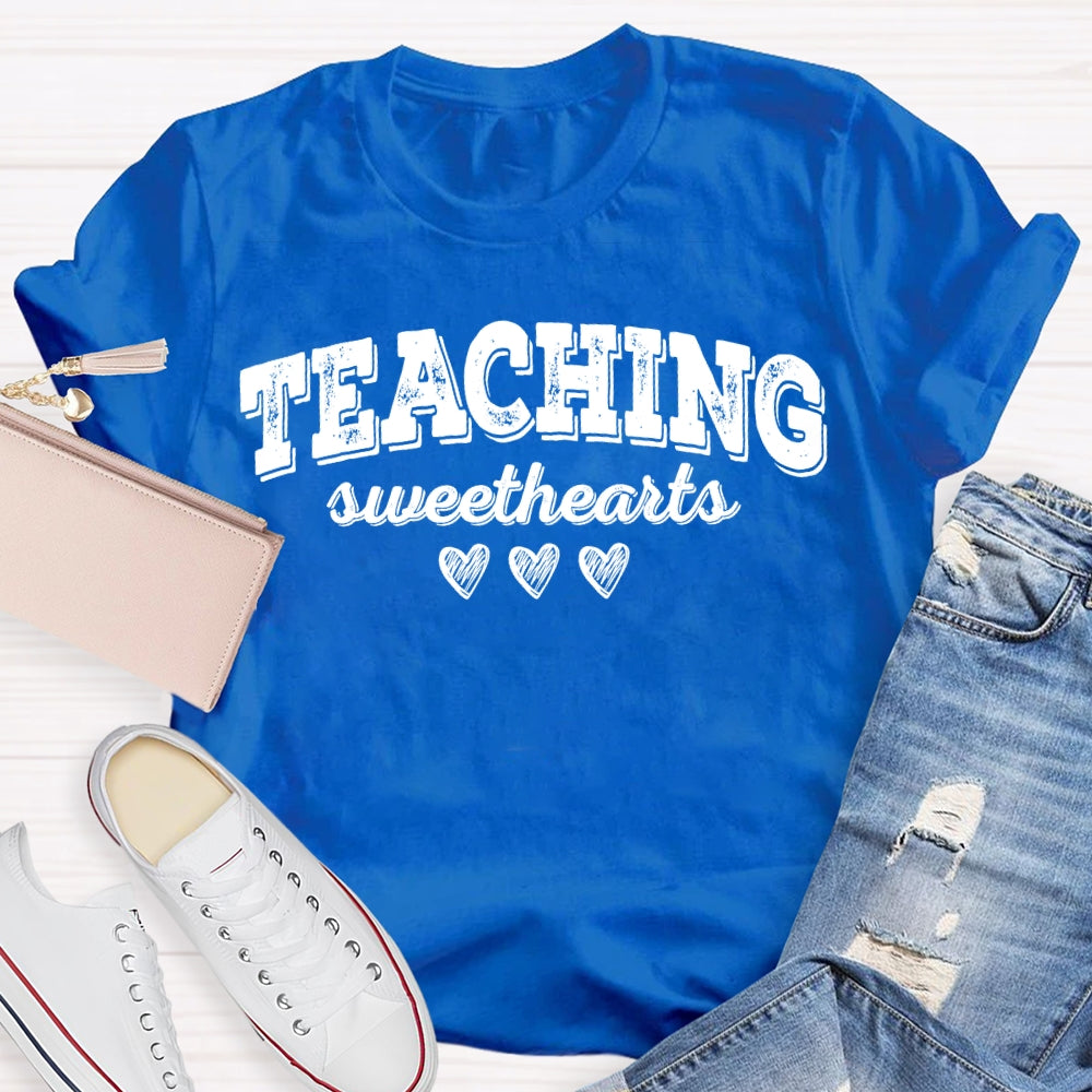 Teaching Sweethearts Solid Color Font And Small Heart T-shirt