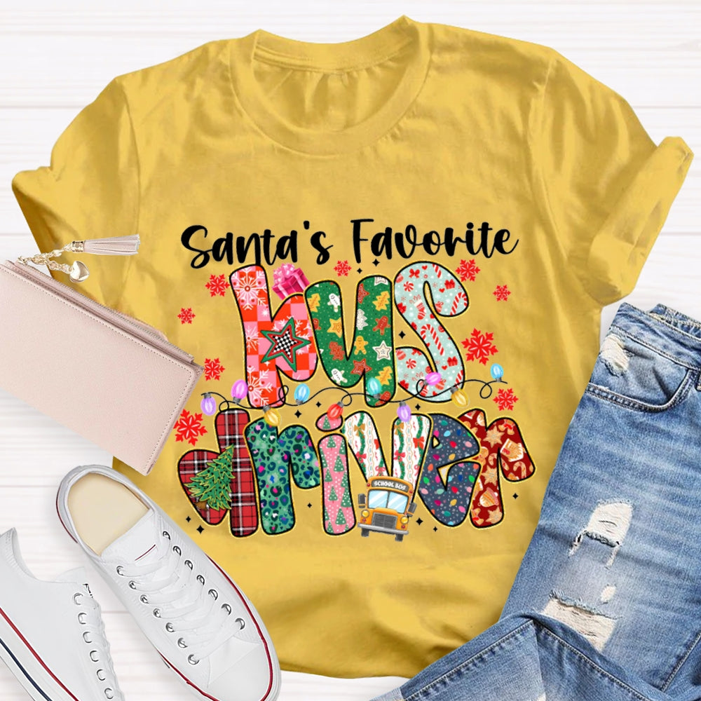 Santa Favorite Bus Driver Snowflakes And Christm Vibes T-shirt
