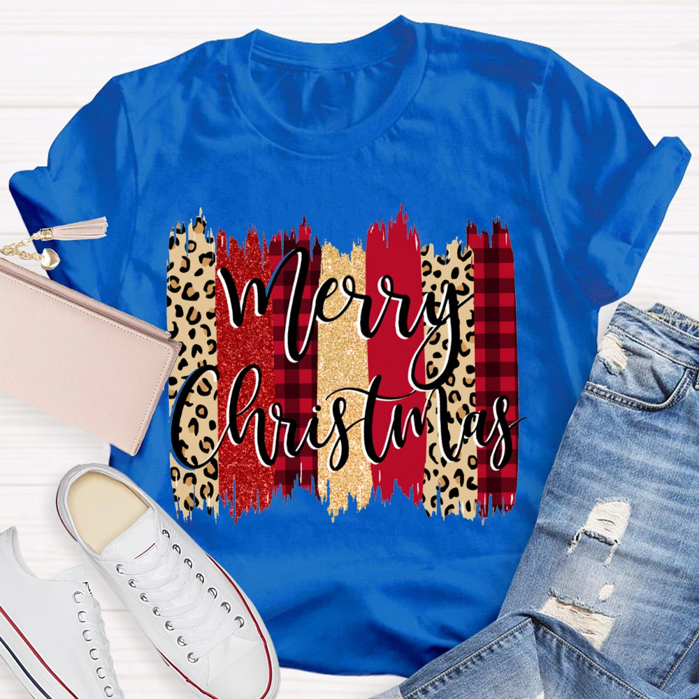 Merry Christmas Colorful Block Print Christmas T-shirt