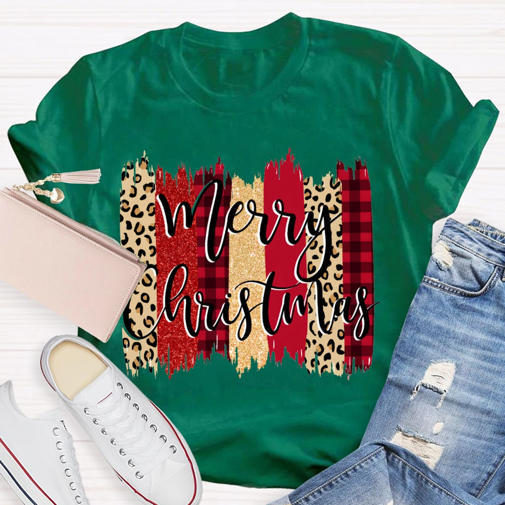 Merry Christmas Colorful Block Print Christmas T-shirt