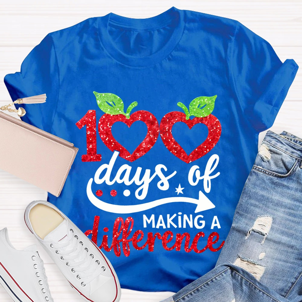 100 Days Of Making A Difference Heart Print T-shirt