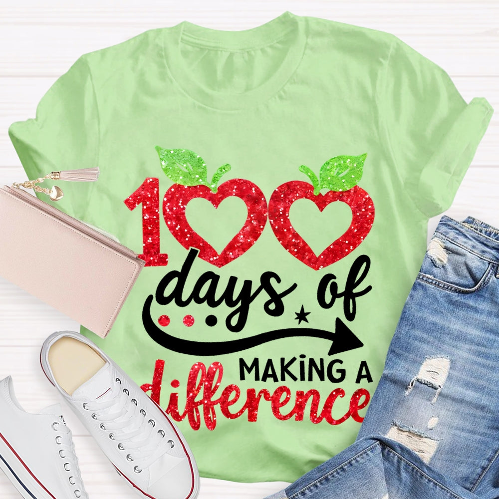 100 Days Of Making A Difference Heart Print T-shirt