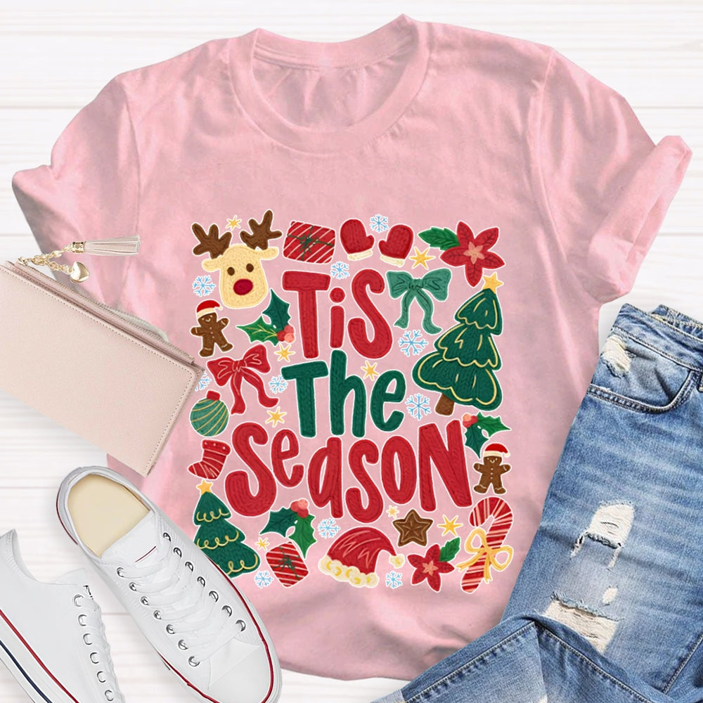 Tis The Season Christmas Reindeer And Christmas Tree T-shirt