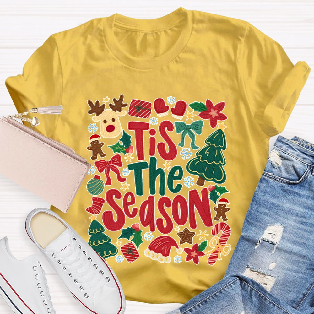Tis The Season Christmas Reindeer And Christmas Tree T-shirt