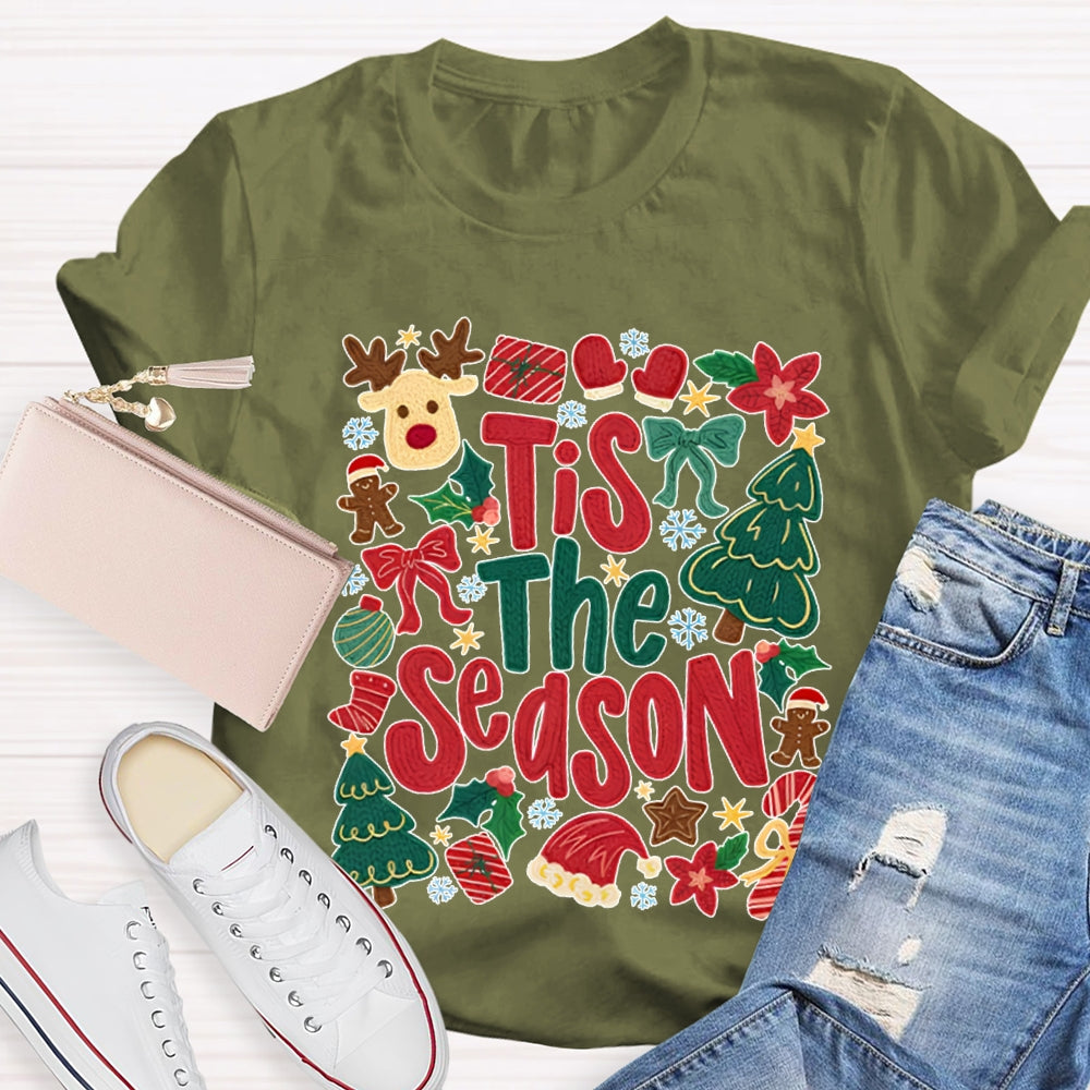 Tis The Season Christmas Reindeer And Christmas Tree T-shirt
