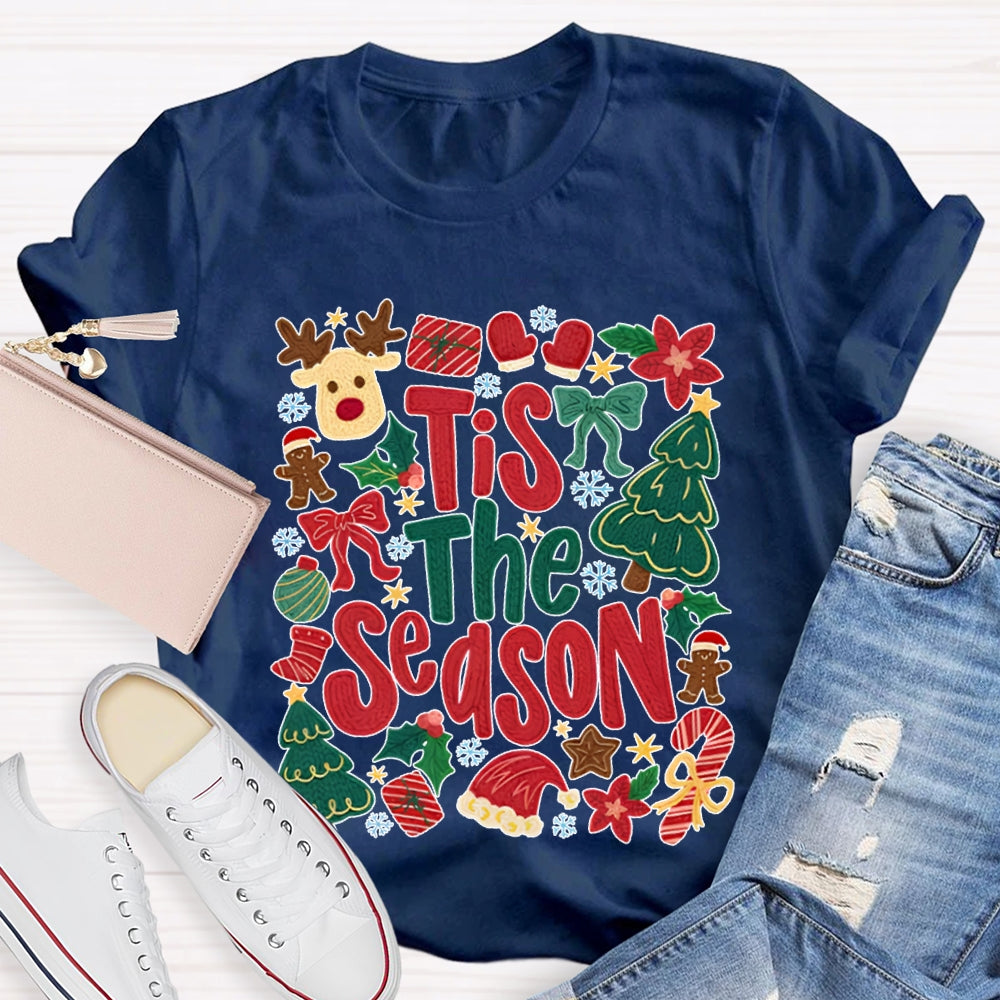 Tis The Season Christmas Reindeer And Christmas Tree T-shirt