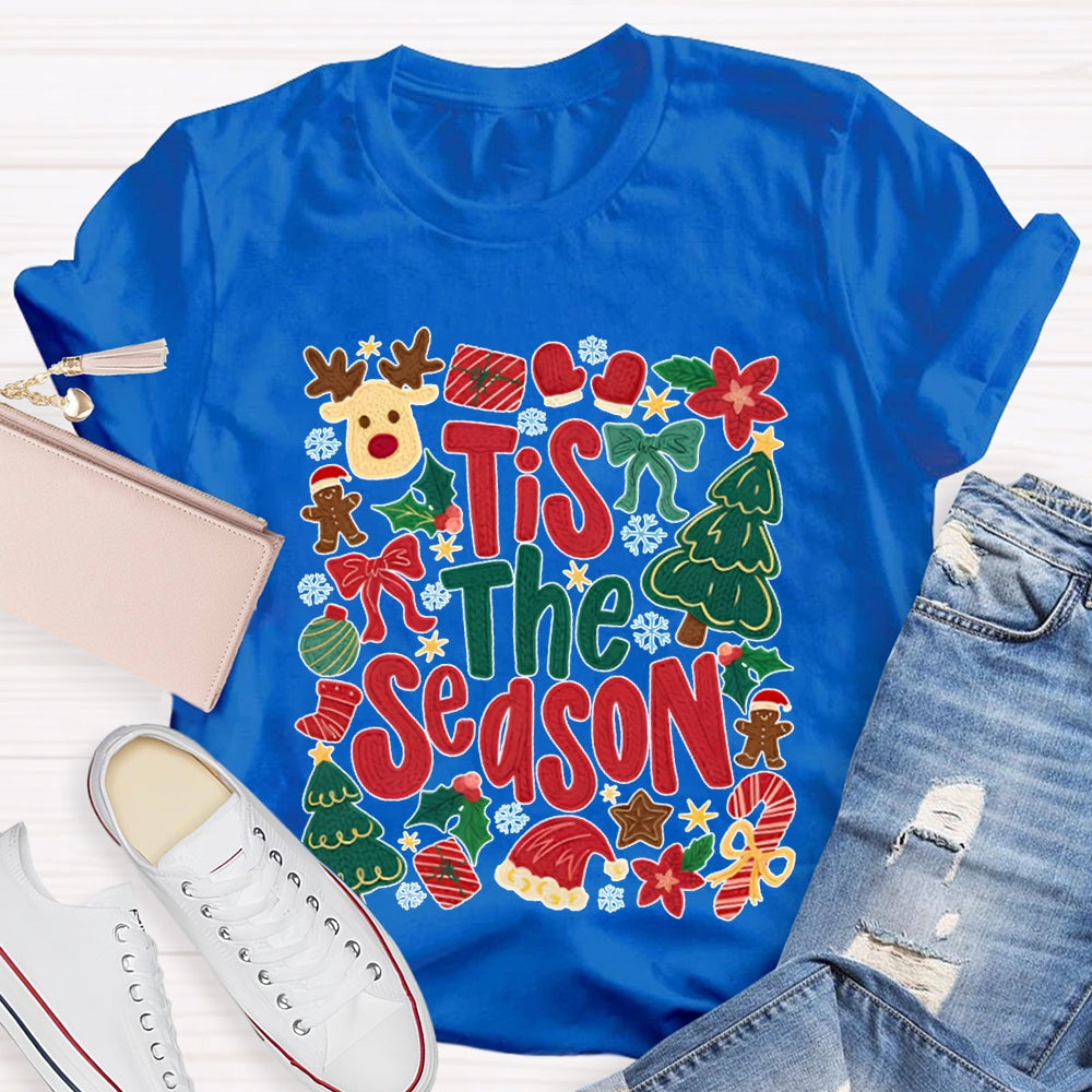 Tis The Season Christmas Reindeer And Christmas Tree T-shirt